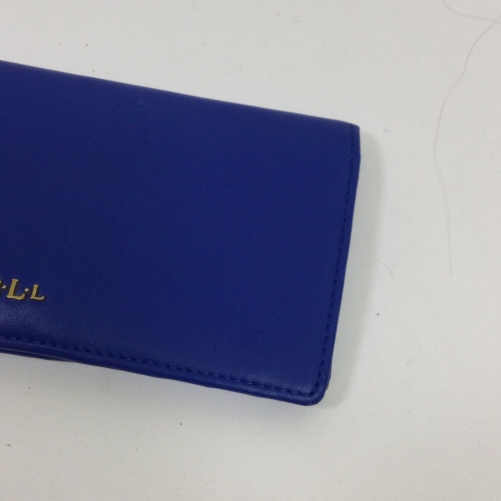 Lauren Ralph Lauren Womens Crosshatch Sheep Leather Slim Wallet Blue One Size - Picture 3 of 14